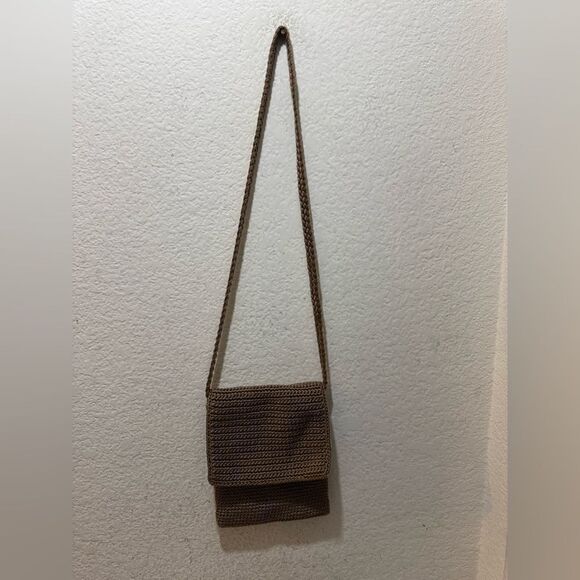 The Sak (Stone/Taupe) Open Knit Front Flap Crossbody Travel Bag - Picture 2 of 10